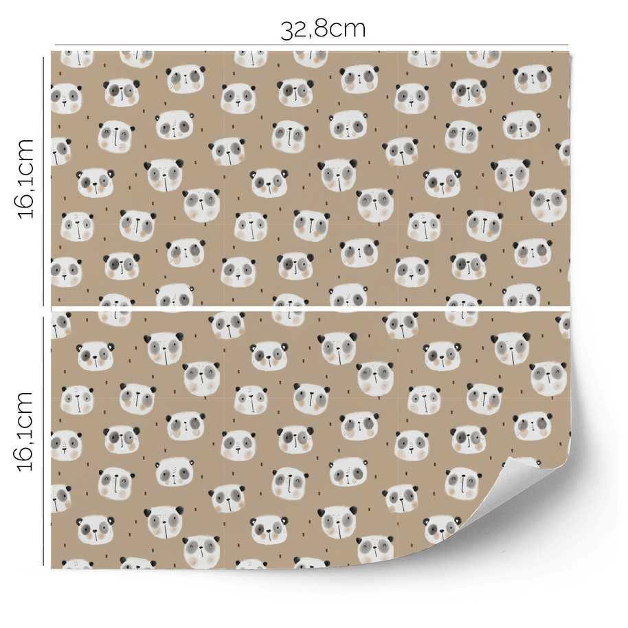 Möbelfolie für IKEA KALLAX - Kleine Pandas (braun)