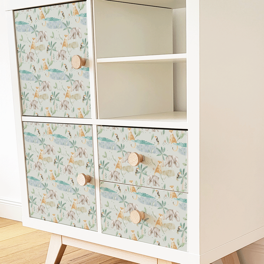Möbelfolie für IKEA KALLAX -Regenwald-Zauber (grün)