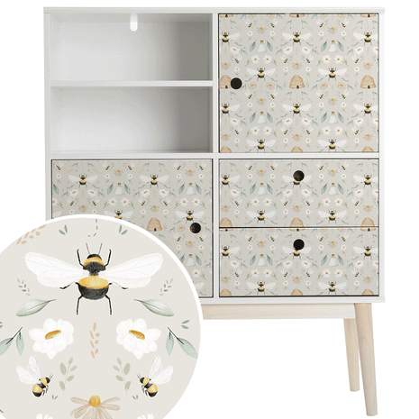Furniture wrap - Bee Garden (ecru)