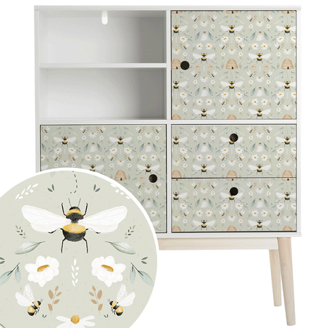 Furniture wrap - Bee Garden (sage)