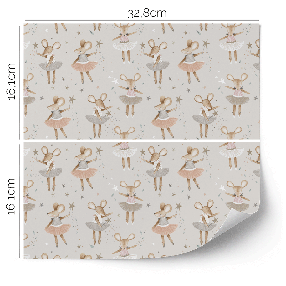 Möbelfolie für IKEA KALLAX - Ballerina Mäuse (ecru)