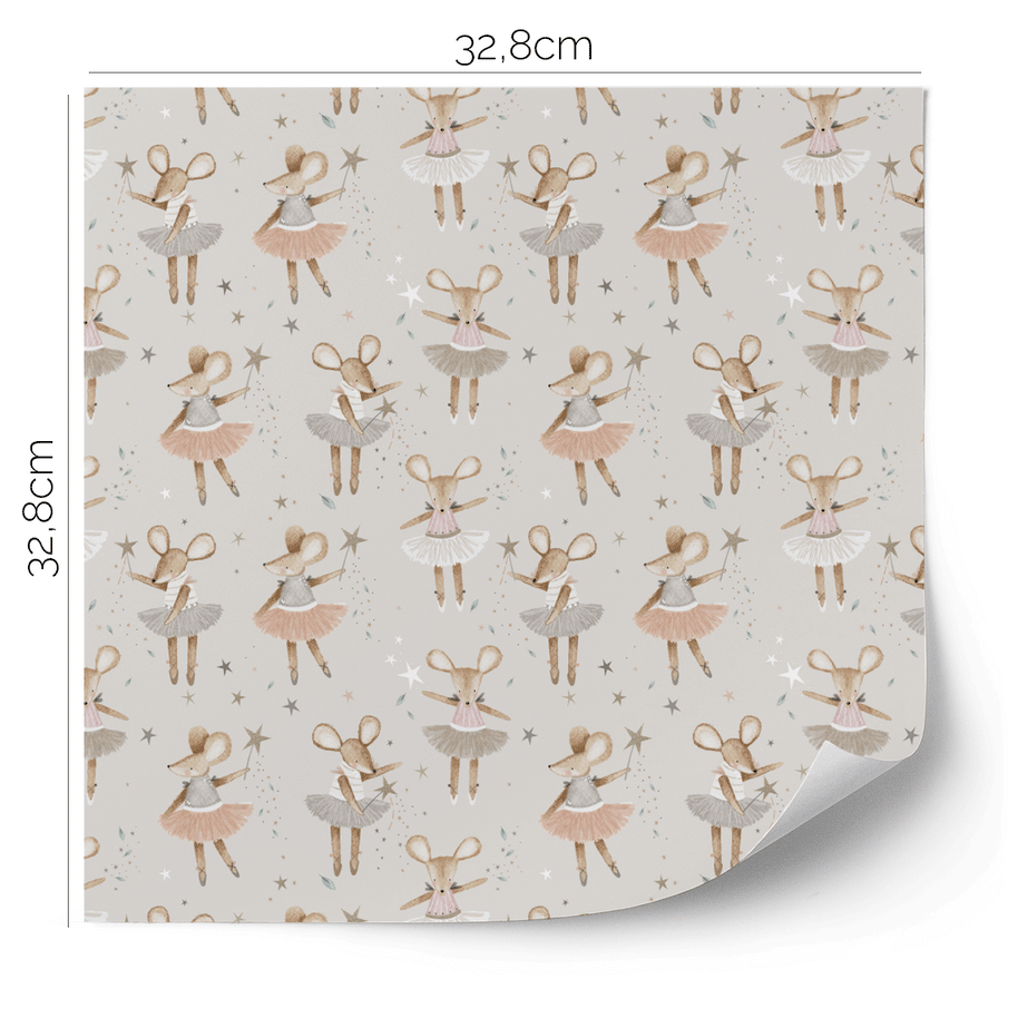 Möbelfolie für IKEA KALLAX - Ballerina Mäuse (ecru)