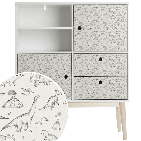 Furniture wrap - Dinosaurs (ecru)