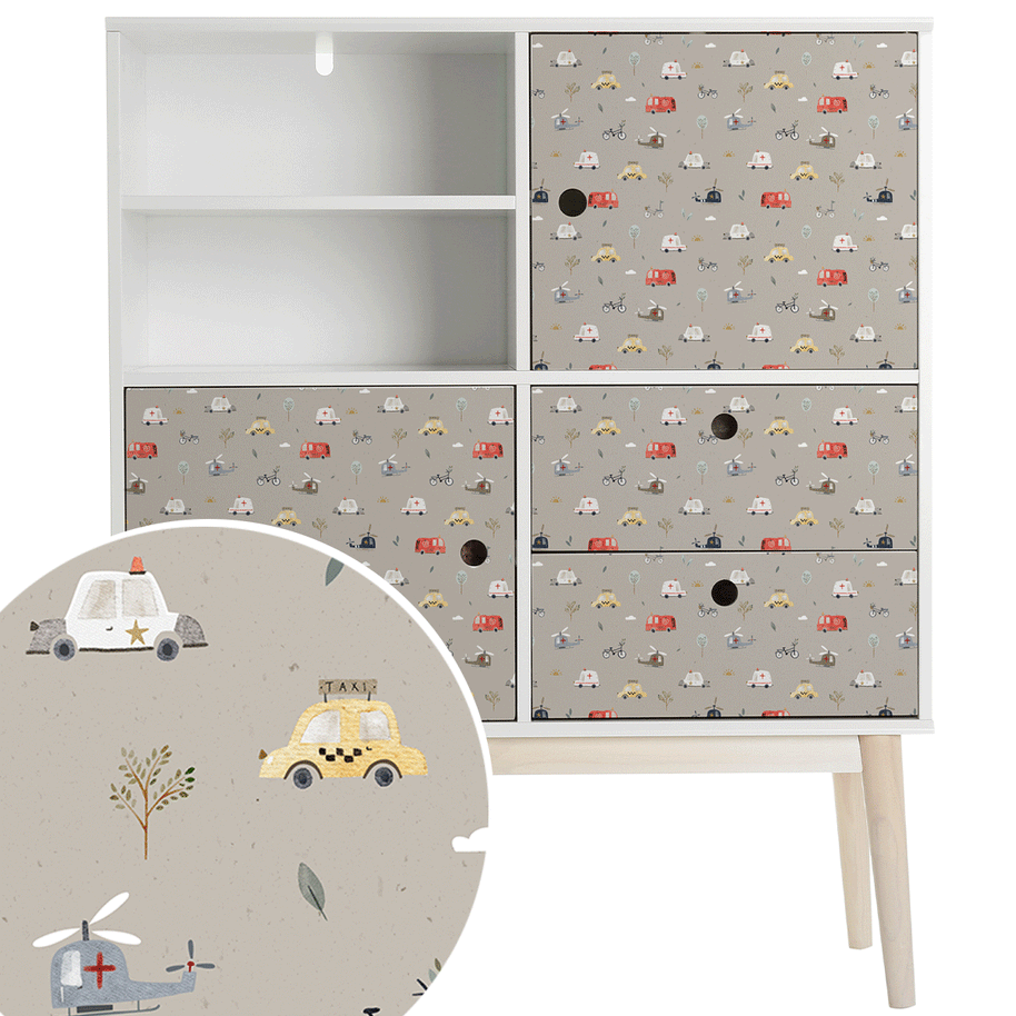 Möbelfolie - Abenteuer Straße (beige)