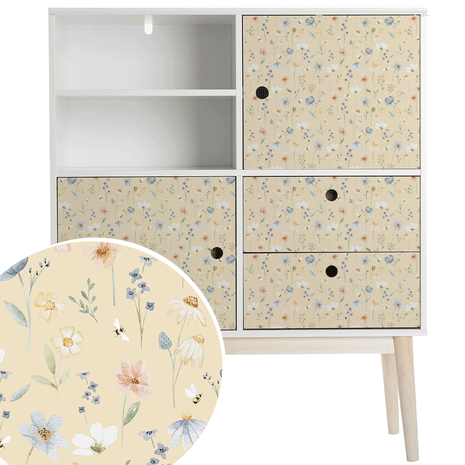 Furniture wrap - Wild Flowers (creme)