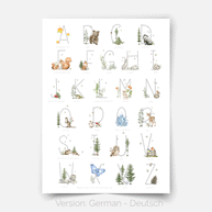 🎁 Poster Waldtiere - Magischer Wald - Alphabet