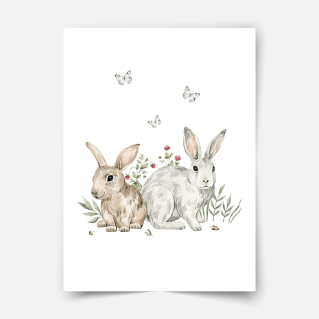 Poster Waldtiere - Magischer Wald - Hasen 