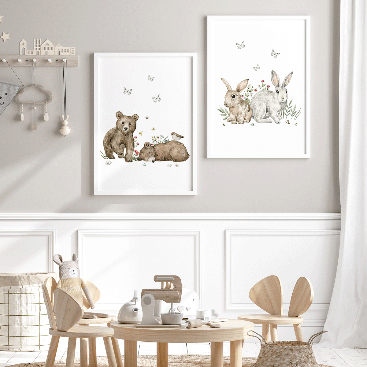 Woodland print - Magical forest - Bears