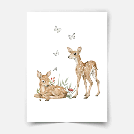Poster Waldtiere - Magischer Wald - Rehe