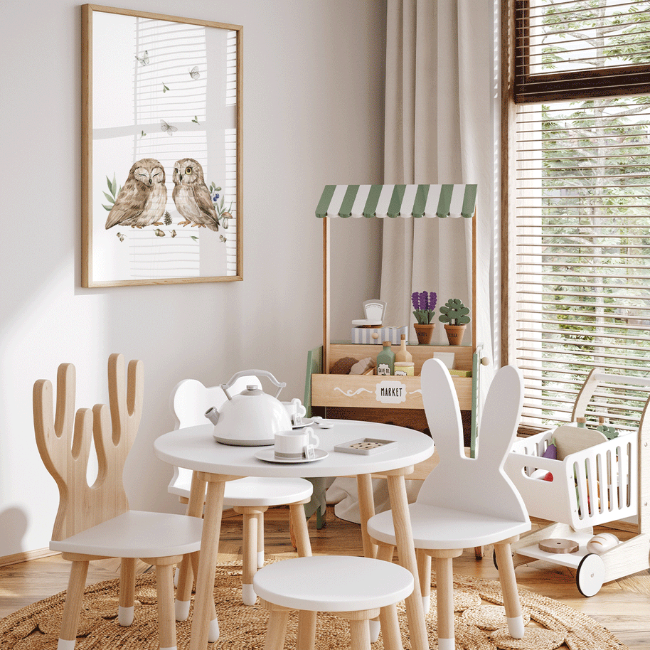 Woodland print - Magical forest - Owls