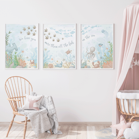 Triptychon Poster - Unter dem Meer - Magischer Ozean