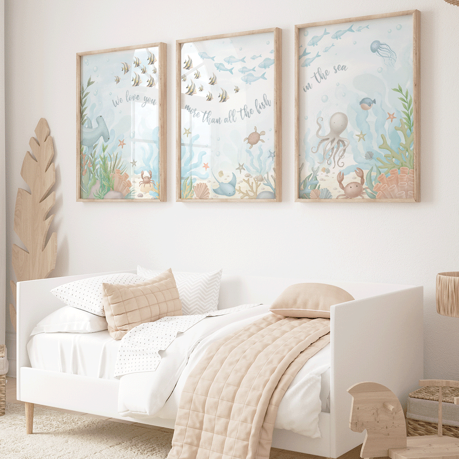 Under the sea triptych print - Magical ocean - We love you more than ...