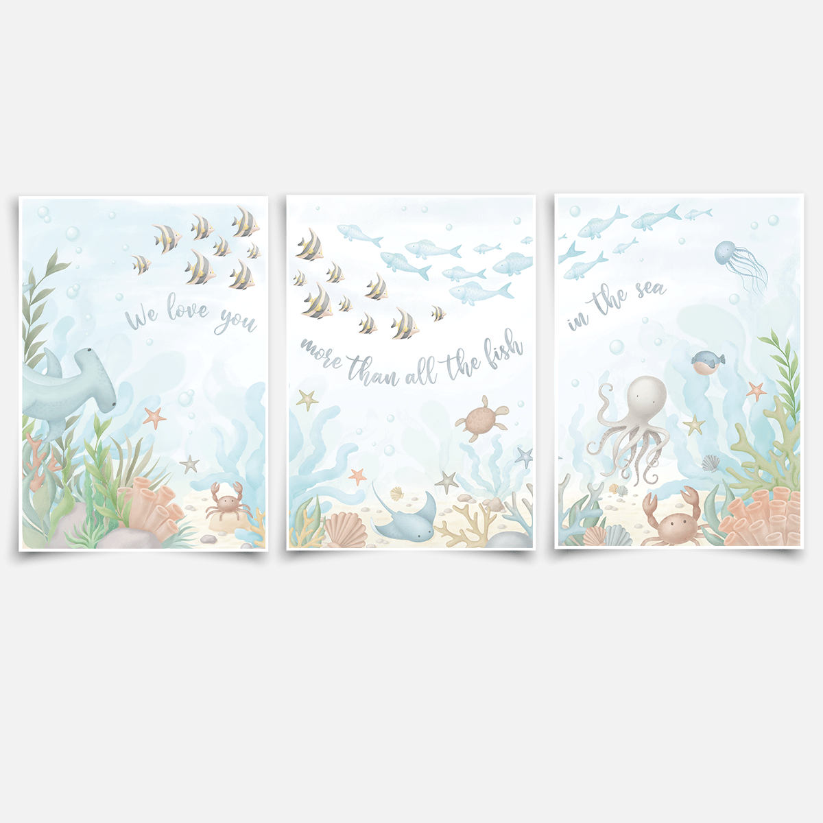 Under the sea triptych print - Magical ocean - We love you more than ...