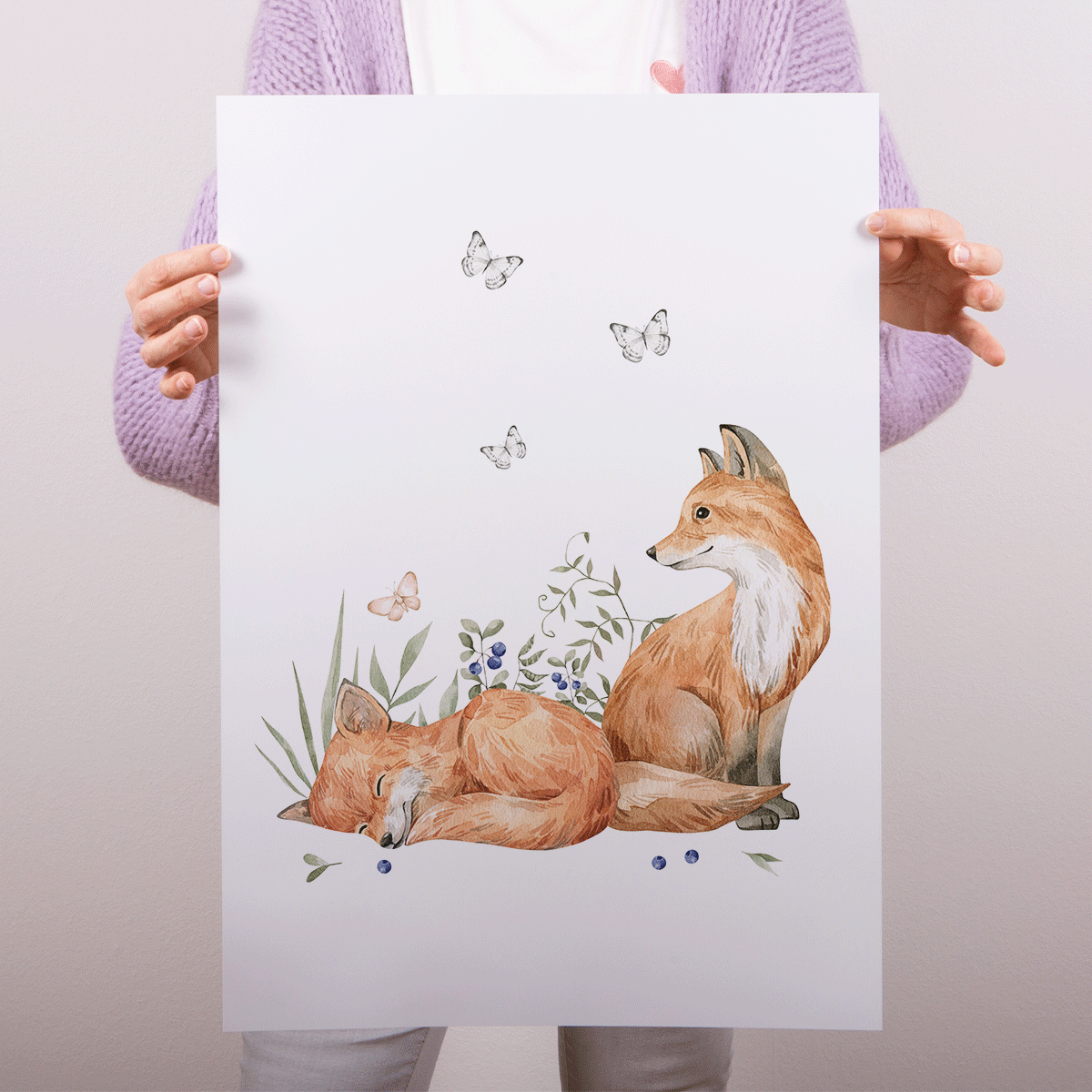 Woodland print - Magical forest - Foxes