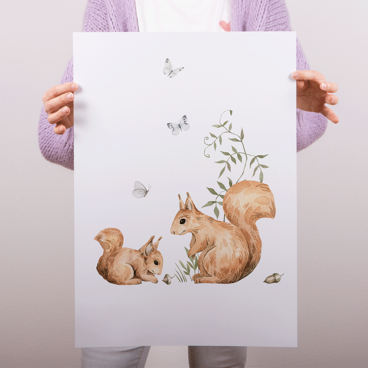 Woodland print - Magical forest - Squirrels