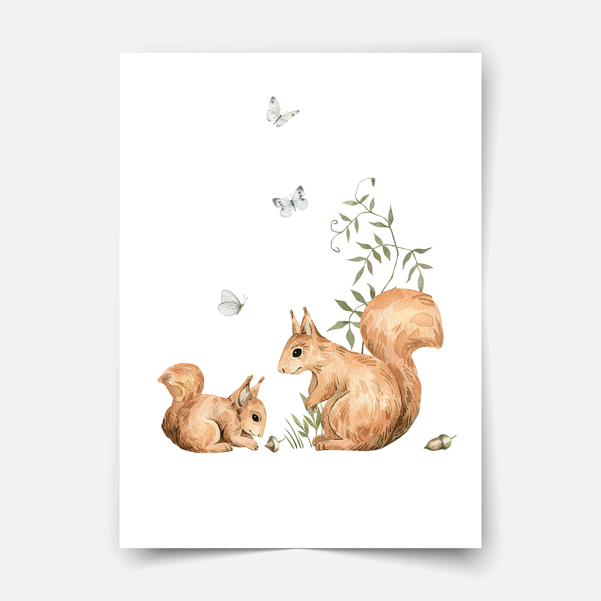 Woodland print - Magical forest - Squirrels