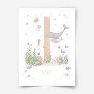 Personalised print - ABC Letters - Magical ocean (soft pink)