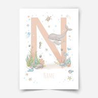 Personalised print - ABC Letters - Magical ocean (soft pink)