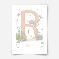 Personalised print - ABC Letters - Magical ocean (soft pink)