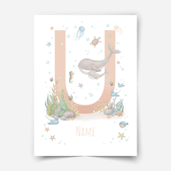 Personalised print - ABC Letters - Magical ocean (soft pink)