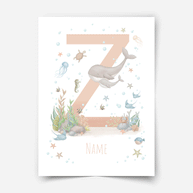 Personalised print - ABC Letters - Magical ocean (soft pink)