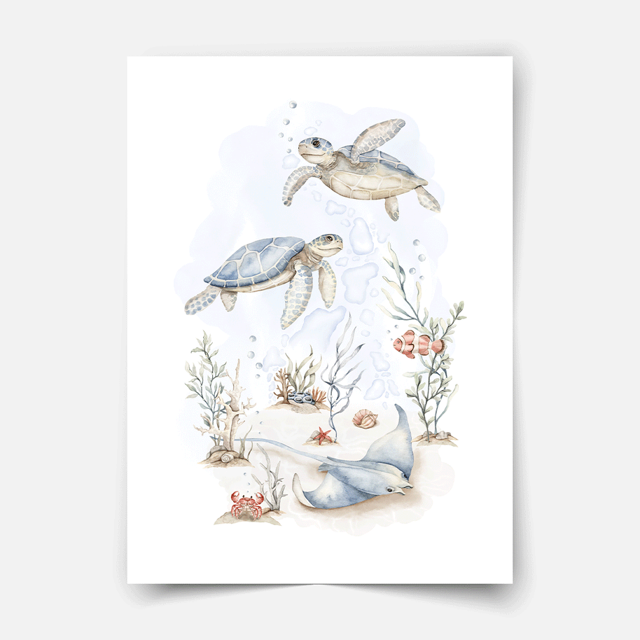 Under the sea print - Ocean Dreams - Sea turtles