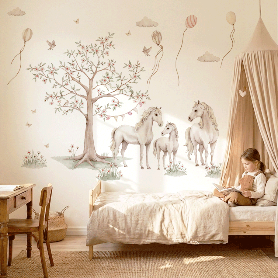Horse & foal wall stickers - Moonlight Horses
