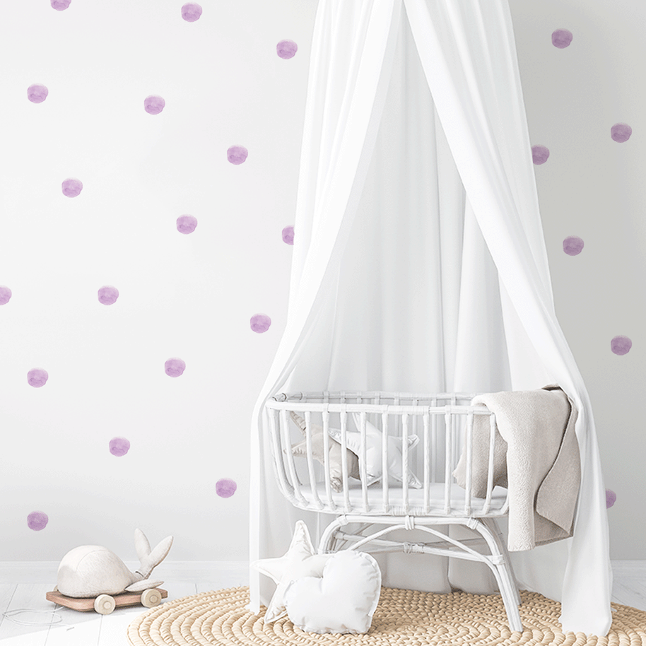 Dot wall stickers - Pastel purple watercolour dots