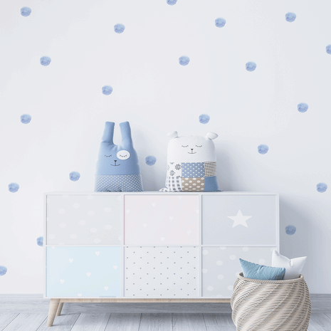 Dot wall stickers - Pastel blue watercolour dots
