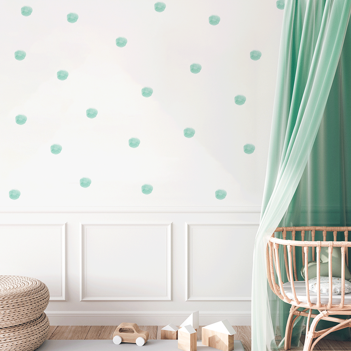 Dot wall stickers - Pastel mint watercolour dots