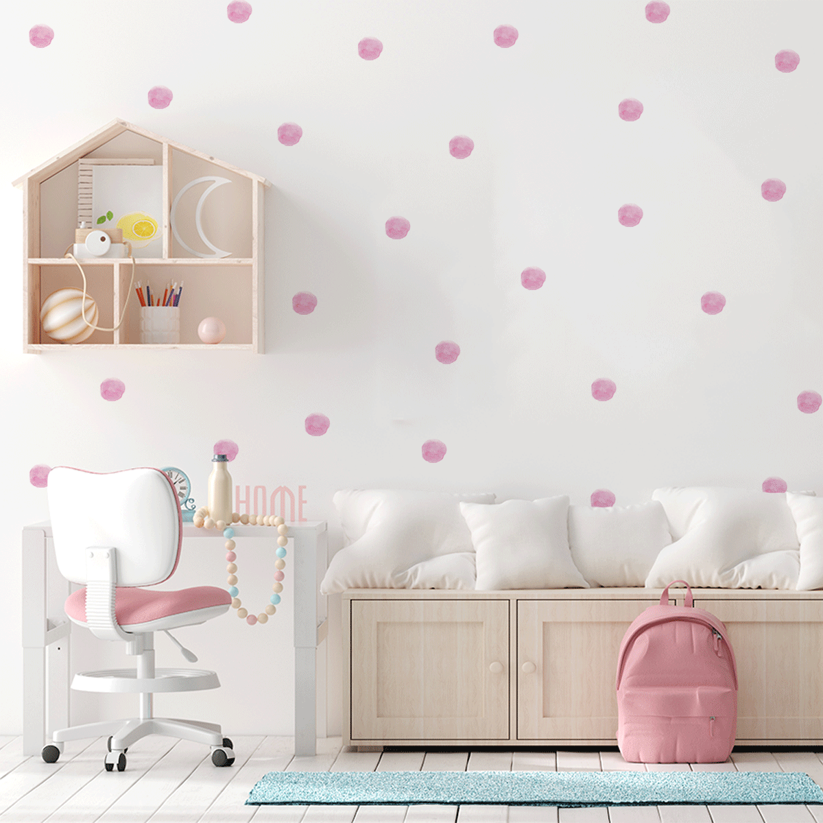 Dots wall stickers - Pastel pink watercolour dots