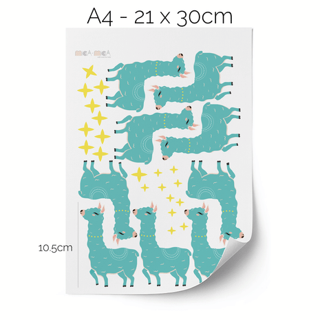 Colourful pop - Alpacas wall stickers (turquoise)