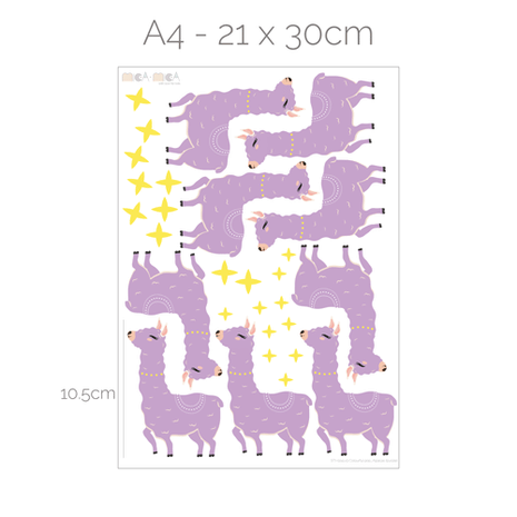 Farbenfroher Pop - Wandtattoo Alpaka (lila)