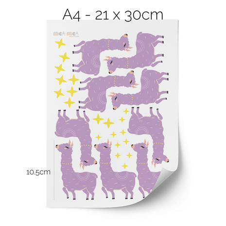 Colourful pop - Alpacas wall stickers (purple)