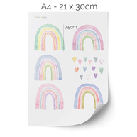 Rainbow wall stickers with hearts