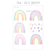 Wandtattoo Regenbogen - Aquarell-Regenbögen mit Herzen