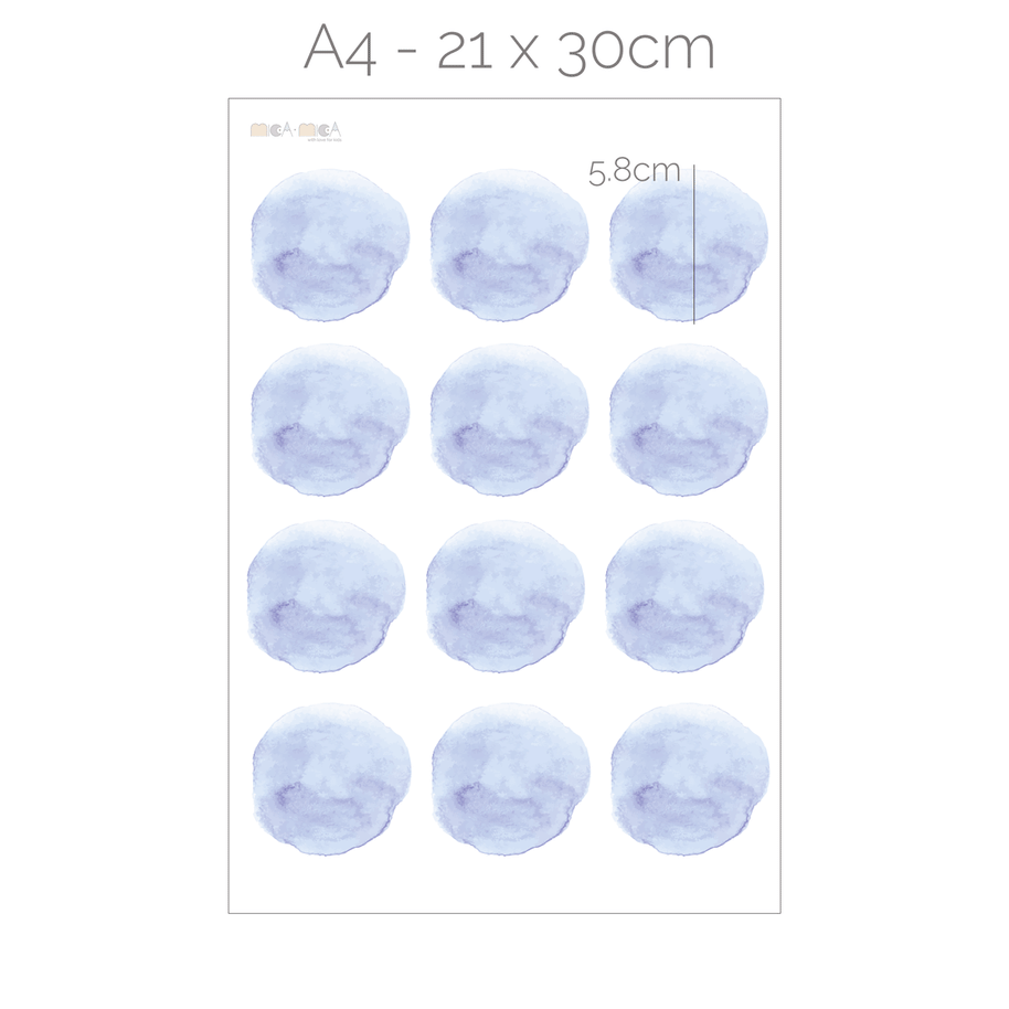 Dot wall stickers - Pastel blue watercolour dots