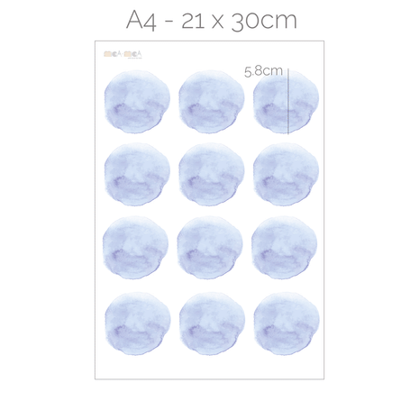 Wandtattoo Punkte - Aquarell-Punkte (Blau)