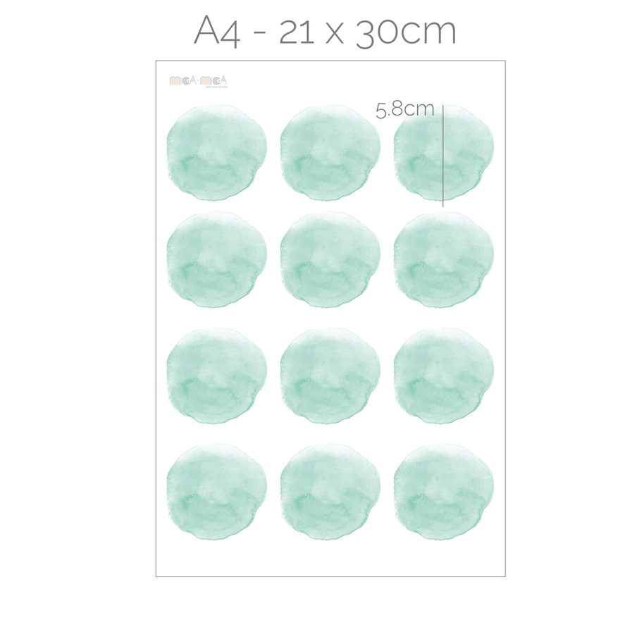 Dot wall stickers - Pastel mint watercolour dots
