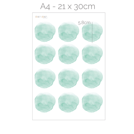 Dot wall stickers - Pastel mint watercolour dots