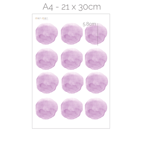Wandtattoo Punkte - Aquarell-Punkte (Lila)