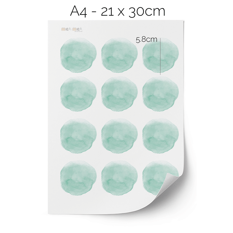 Wandtattoo Punkte - Aquarell-Punkte (Minze)