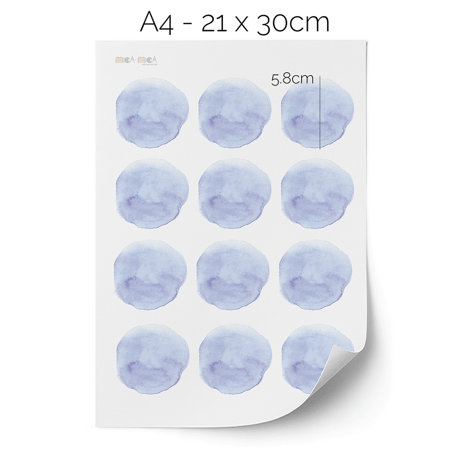 Dot wall stickers - Pastel blue watercolour dots