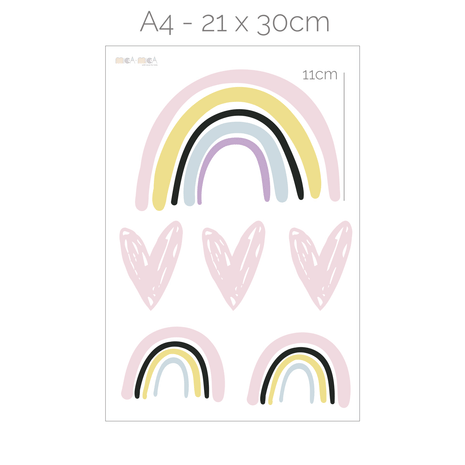 Wandtattoo Regenbögen mit Herzen