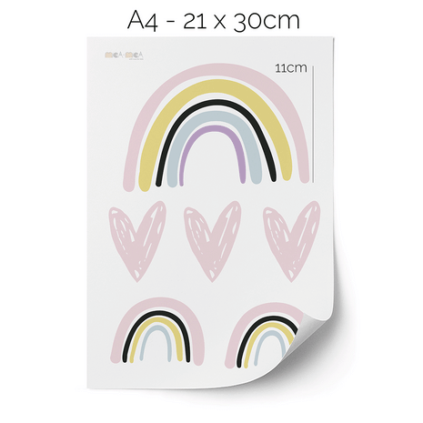Rainbow wall stickers with hearts