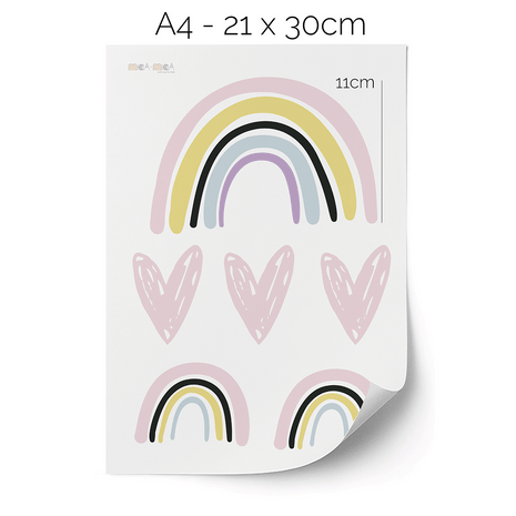 Wandtattoo Regenbögen mit Herzen