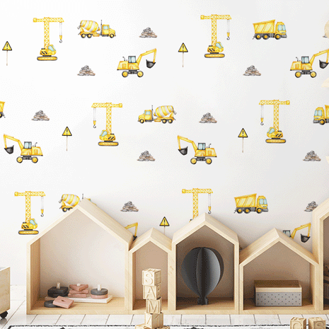 Construction wall stickers - Diggers, cranes & dumper trucks