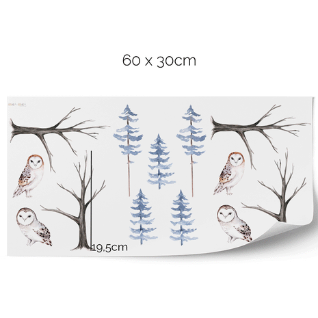Woodland wall stickers - Watercolour woodland owls