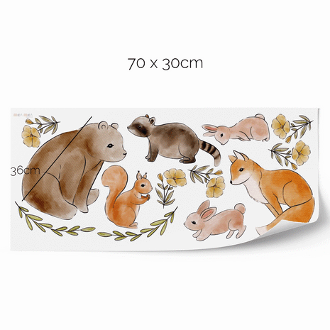 Woodland wall stickers - Hand-drawn forest friends