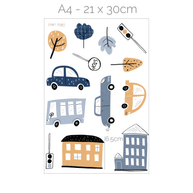 Car wall stickers -  Cars with trees & houses